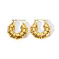 New Woman's Trendy CC Shape Hoop Earrings Waterproof Titanium Steel PVD Plated Hollow Bamboo Stainless Steel Geometric Design