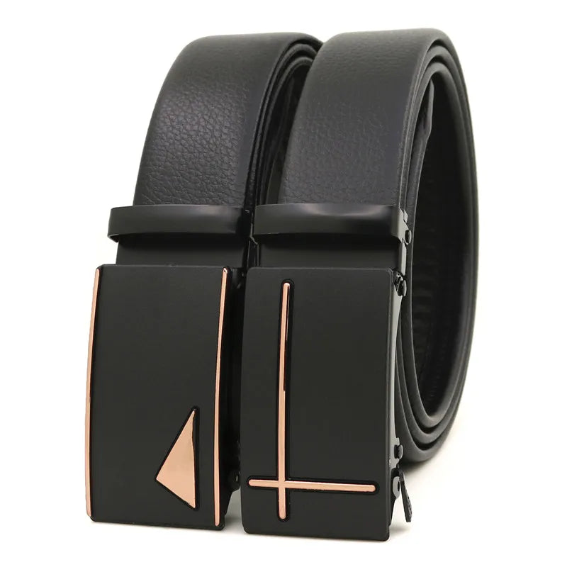 LQbelt New Men's Automatic Buckle Belt Male Business PU Leather Belts for Men Wholesale Factory