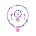Girls Jewelry Set Mermaid Shell Necklace Pendant Necklace Bracelet Earrings