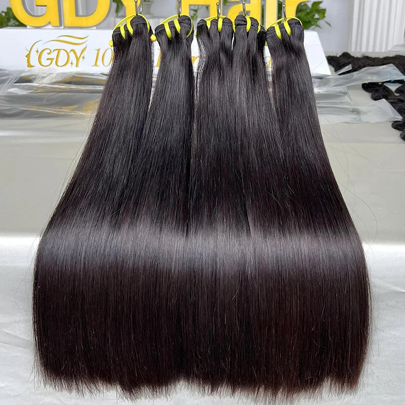 GDYhair Double Drawn 15A Top Grade Raw Virgin Indian Human Hair Bundles Straight Cuticle Aligned Brazilian Human Hair Bundles