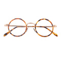 Unique Tangerine Black Leopard Pattern Round Metal Frame Optical Eye Glasses Frames for Man Women