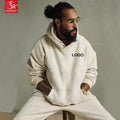 SK 380G High-Street Oversized Solid Knitted Pullover Hoodie Sweatshirt Unisex American Trendy Winter Outerwear Customizable LOGO