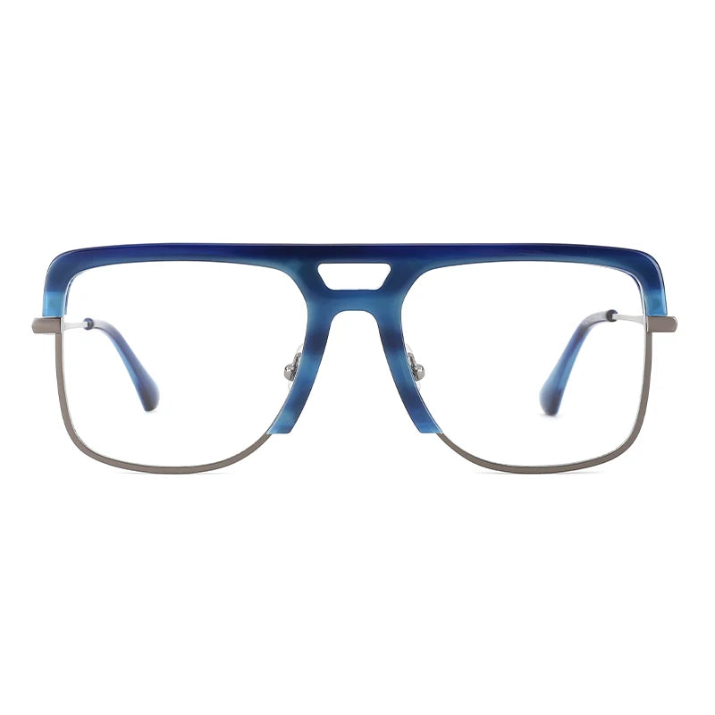 Oversize Whole Full Rim Frame Double Bridge Acetate Metal Glasses Frames Optical Eye Glasses Eyeglasses for Men for Women