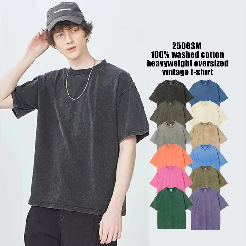 Custom Vintage Cartoon Animal Printed T-Shirt Graphic 100% Cotton One Piece Oversized Anime Acid Wash t Shirt for Men