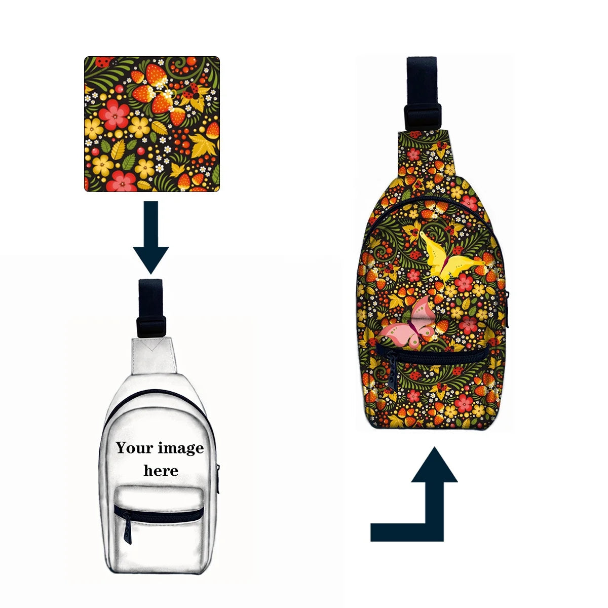 New Wholesale Butterfly Pattern Crossbody Sling Bag Flexible Customization Personalized Shoulder Bag Customizable Size Color