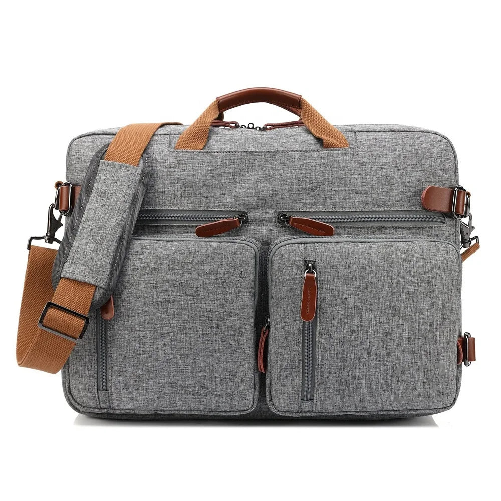 Custom Convertible Waterproof Oxford Backpack Messenger Bag Laptop Case Business Briefcase for 17.3 Inch Laptops Unisex