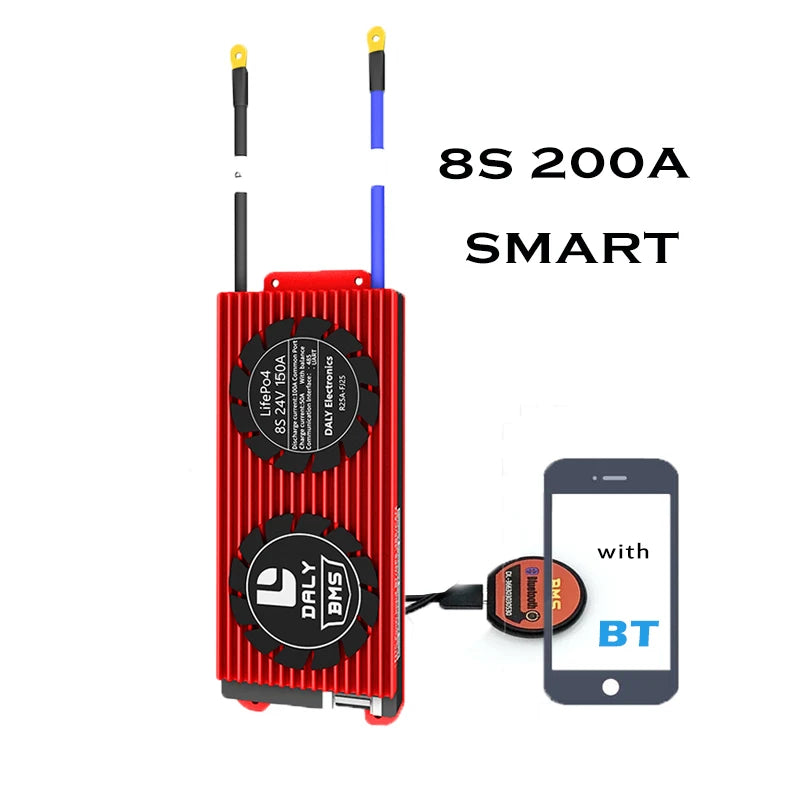 Smart 8S 24V 200A Multifunctional BMS LiFePo4 Battery Management System with BT UART for Effective Protection