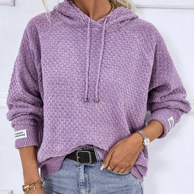 Casual Hooded Knitwear Women Sweaters Autumn Winter Solid Color Pullover Women's Knit Sweaters