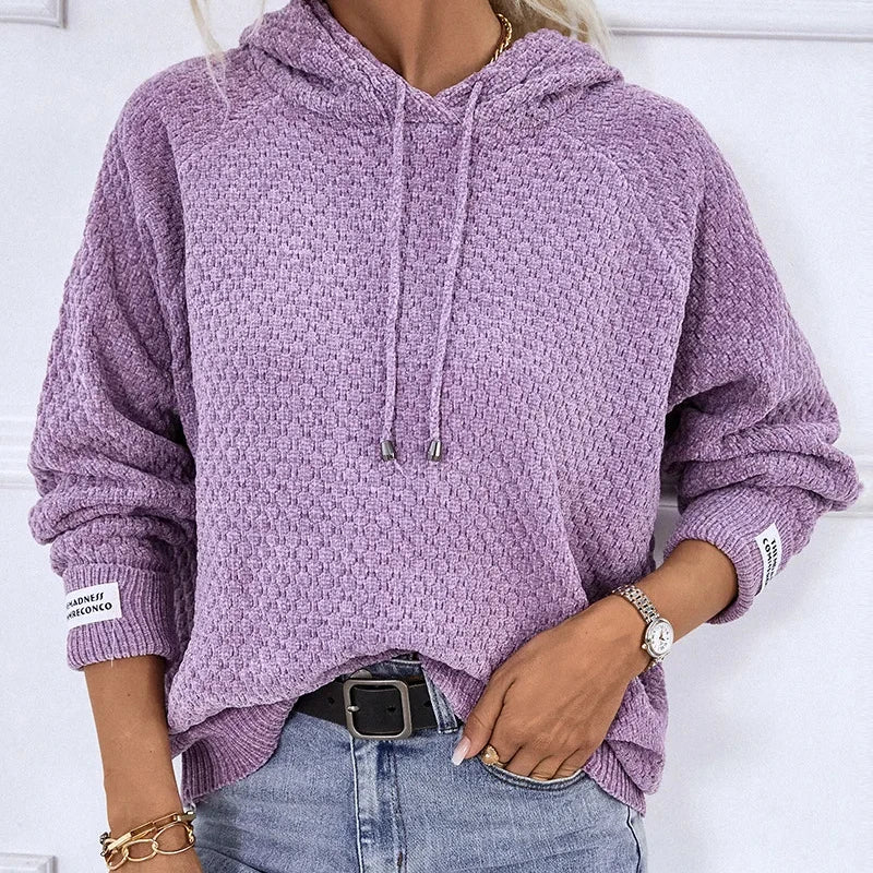 Casual Hooded Knitwear Women Sweaters Autumn Winter Solid Color Pullover Women's Knit Sweaters