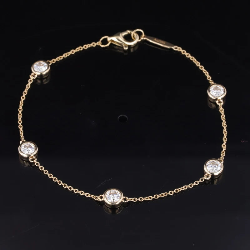 Starsgem Fine Jewelry Women Link Chain 14k Gold HPHT Lab Grown Diamond Tennis Bracelet