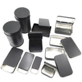 Wholesale Custom Luxury Food Grade Plain square Black Small Tin Container Hinges Rectangular Hinged Lid Black Metal Tins