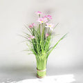 Artificial Onion Grass with Daisy Floral Grass Bouquet Free Standing Artificial Plants for Desk Table Centerpieces Decoration