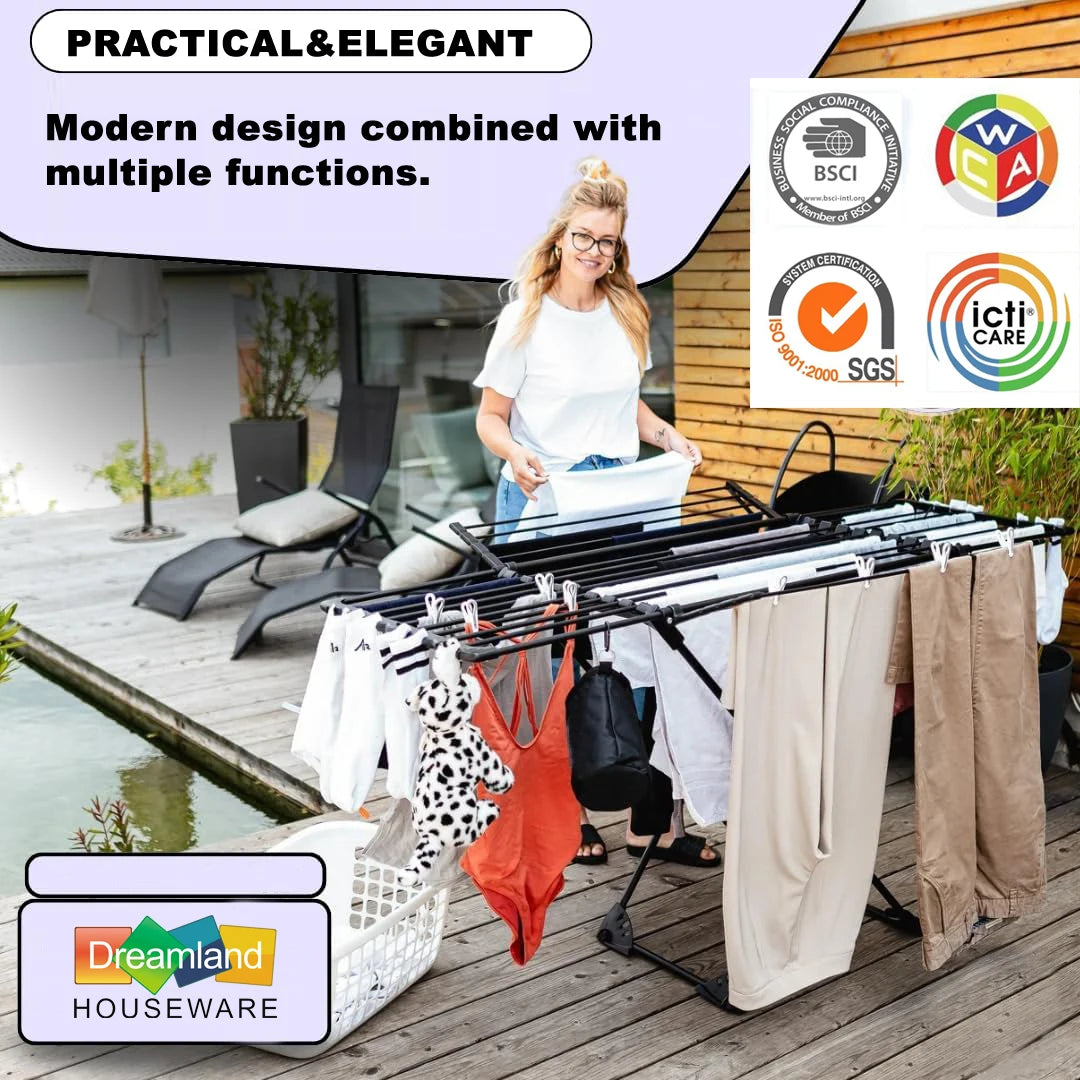 Factories Wholesale 27m Telescopic Iron Portable Home Laundry Drying Rack Stand Clothes Dryers Towel Hanger for Indoor Shop