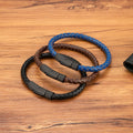 Vintage Genuine Leather Wristband for Men Handmade Braided Round Cord Bracelet Charm Bracelets for Gift