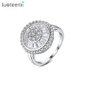 LUOTEEMI Wholesale Luxury Bling Clear Cubic Zirconia Pave Setting 18K White Gold Plating Round Shape Woman Wedding Fashion Rings