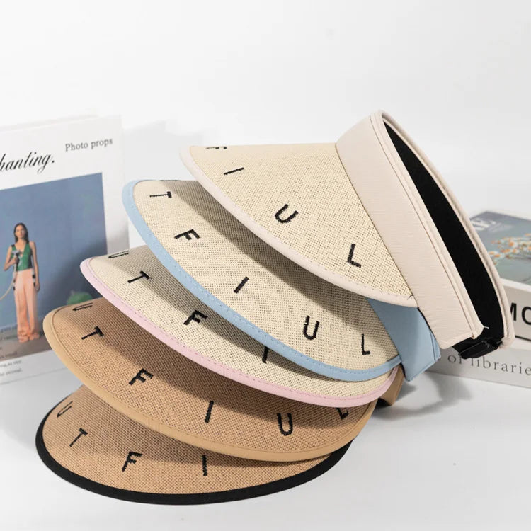 Outdoor Empty Top Sun Hat Summer Beach Sun Lady Casual Shade Letter  Female Summer Hat