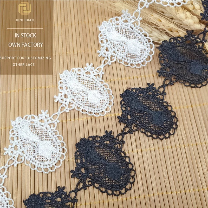 French Lace Water Soluble Polyester Embroidery Cartoon Kitten Barcode Design Off-the-Shelf Garment Accessories for Shoes Bags