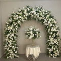 Customized Size Wedding Floral White with Greenery Artificial Silk Flowers Wedding Flower Arch for Backdrop Decoration