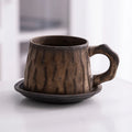 Hot Sellers Handmade Espresso Latte Coffee Cup With Handle 10 Oz Clay Pottery Ceramic Tea / Cappuccino Cups With Saucer Set