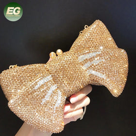 LEB1507 Bow Knot Ladies Party for Women Diamond Purse Luxury Bling Evening Rhinestone Clutch Bag Crystal