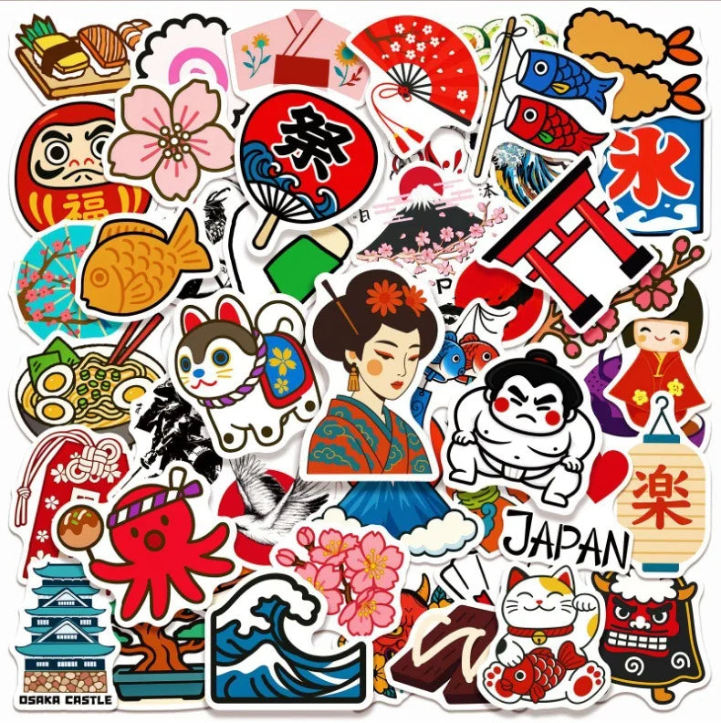 50PCS Japanese culture lucky cat Japan travel sticker