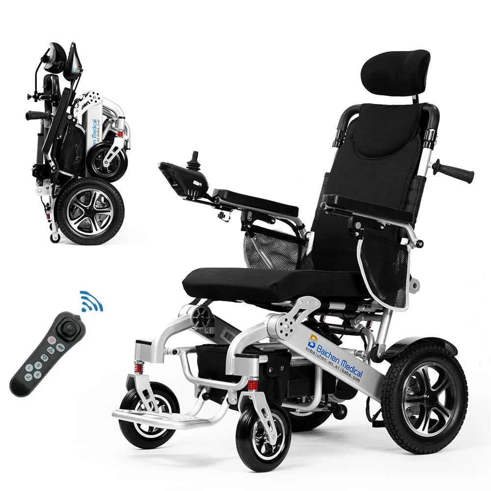 New Released Lightest Lithium Battery Electric Wheel Chair Lightweight Portable Foldable Electric Wheelchair With Long Distance MegaBDM