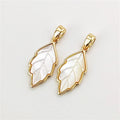 Fashion Dainty Design Mother of Pearl Pendant Carved Leaf Shape Seashell Gold Plated Bezel Charms Necklace DIY Women Gifts