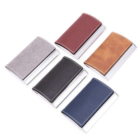 2026 Factory Direct Sale Business Card Holder case Men Metal Stainless Steel Pu Leather Promotional Gifts Custom logo