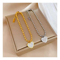 DAIHE Fashionable Full Body Titanium Steel Full Diamond Heart Pendant Bracelet Beads Simple Gold Bracelet