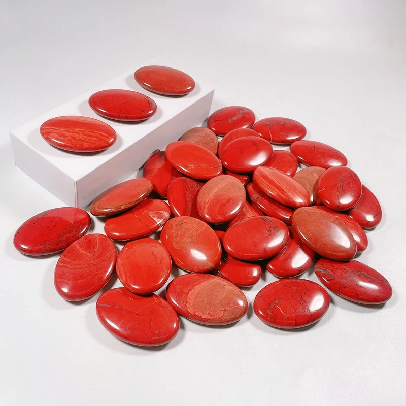 Hongzhuo Various Soap-type Natural Crystal Gemstones Red Jasper Hot Stones Beauty Massage Energy Stones for Healing