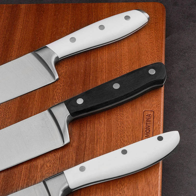 Stellar OEM 8 Inch 3CR13 Stainless Steel Chef Knife ABS Handles High-Polish Finish Ambidextrous Complete Kitchen Set