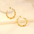 Hypoallergenic 18K Gold Plated Geometric C Shape Hoop Earrings Custom Waterproof 316 Stainless Steel Jewelry Bamboo Hoop Earring