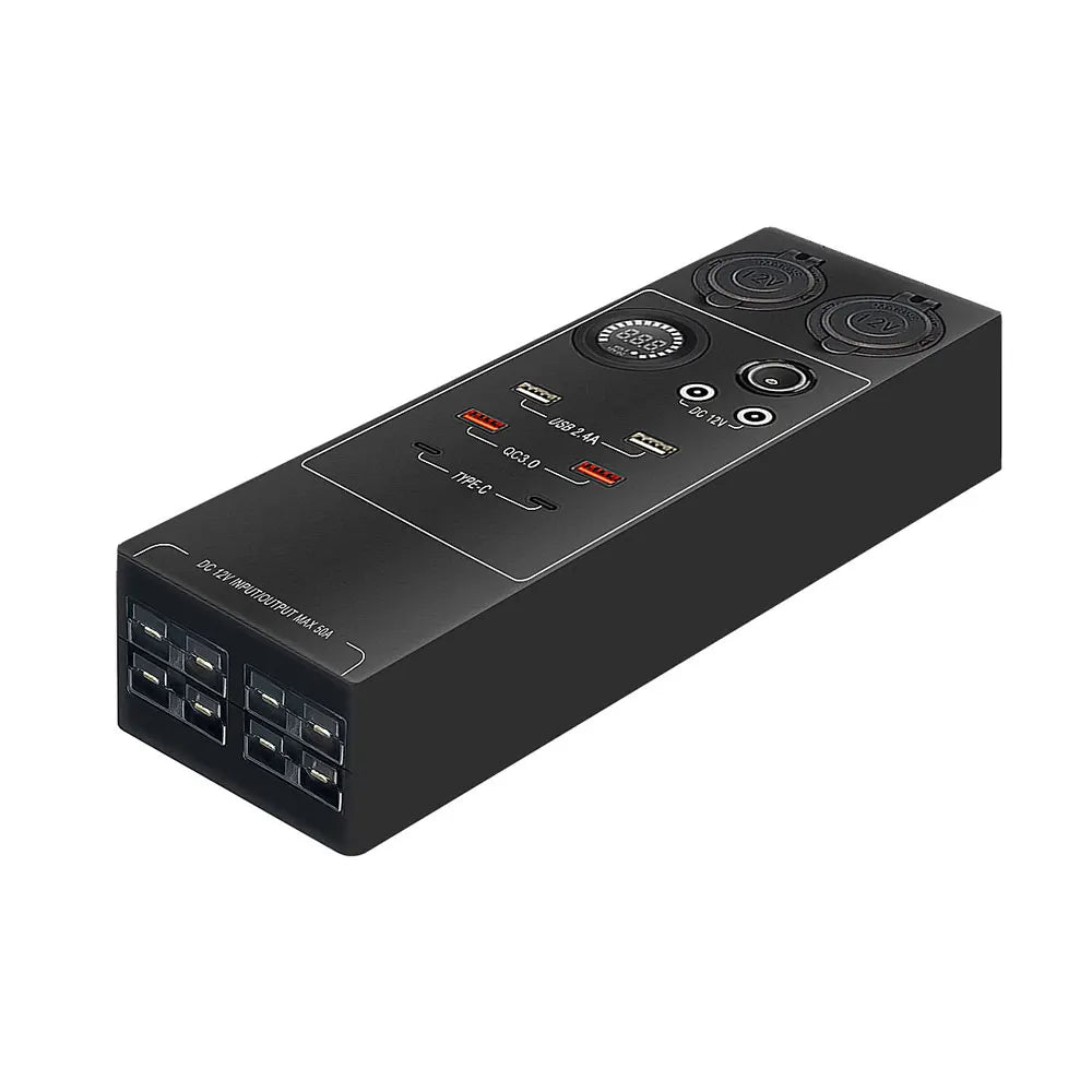 Double Lifepo4 Battery Box 12V/24V DC Control Mini Power Distribution Box ABS Slim Design AC Power Hub