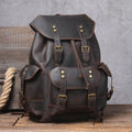 Vintage Crazy Horse Genuine Leather Large Capacity Drawstring Casual Travel Hiking Daypack Backpack