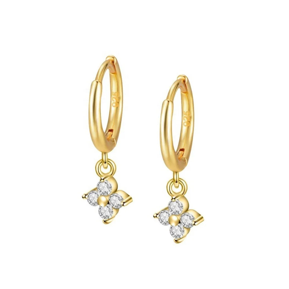 Milskye Statement Jewelry 18k Gold Plated Color Zircons Star Drop Hoop Earring