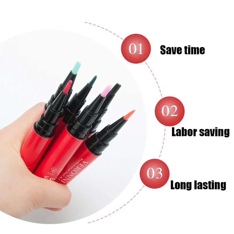 3 in 1 Nail Gel Polish 12 Color Easy to Use UV One Step Gel Nail Polish Pen