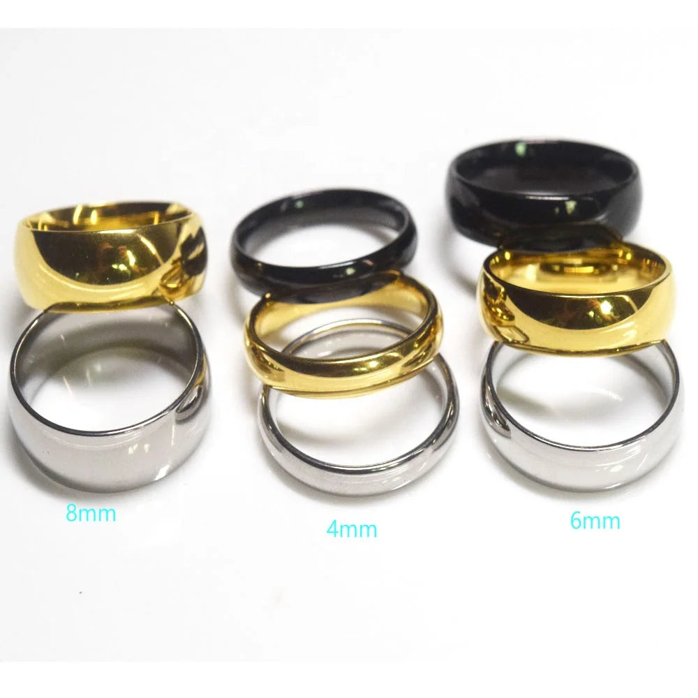 Simple 4mm 6mm 8mm Stainless Steel Jewelry Women Blank Ring Finger Rings Jewellery