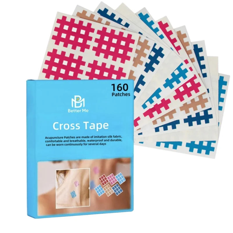Low MOQ OEM Pain Relief Stickers Cross-Tape Pre Cut Kinesiology Tape Rayon Material for Tense Sore Muscles Winter Sports Use