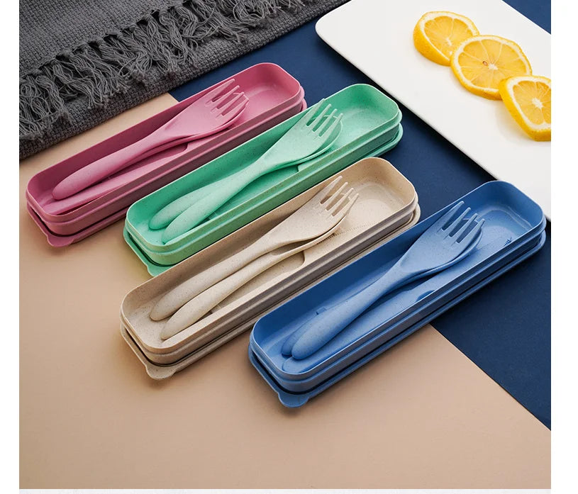 Cheap Price Cutlery Set Wheat Fiber Classic Spoon and Fork Set with Holder