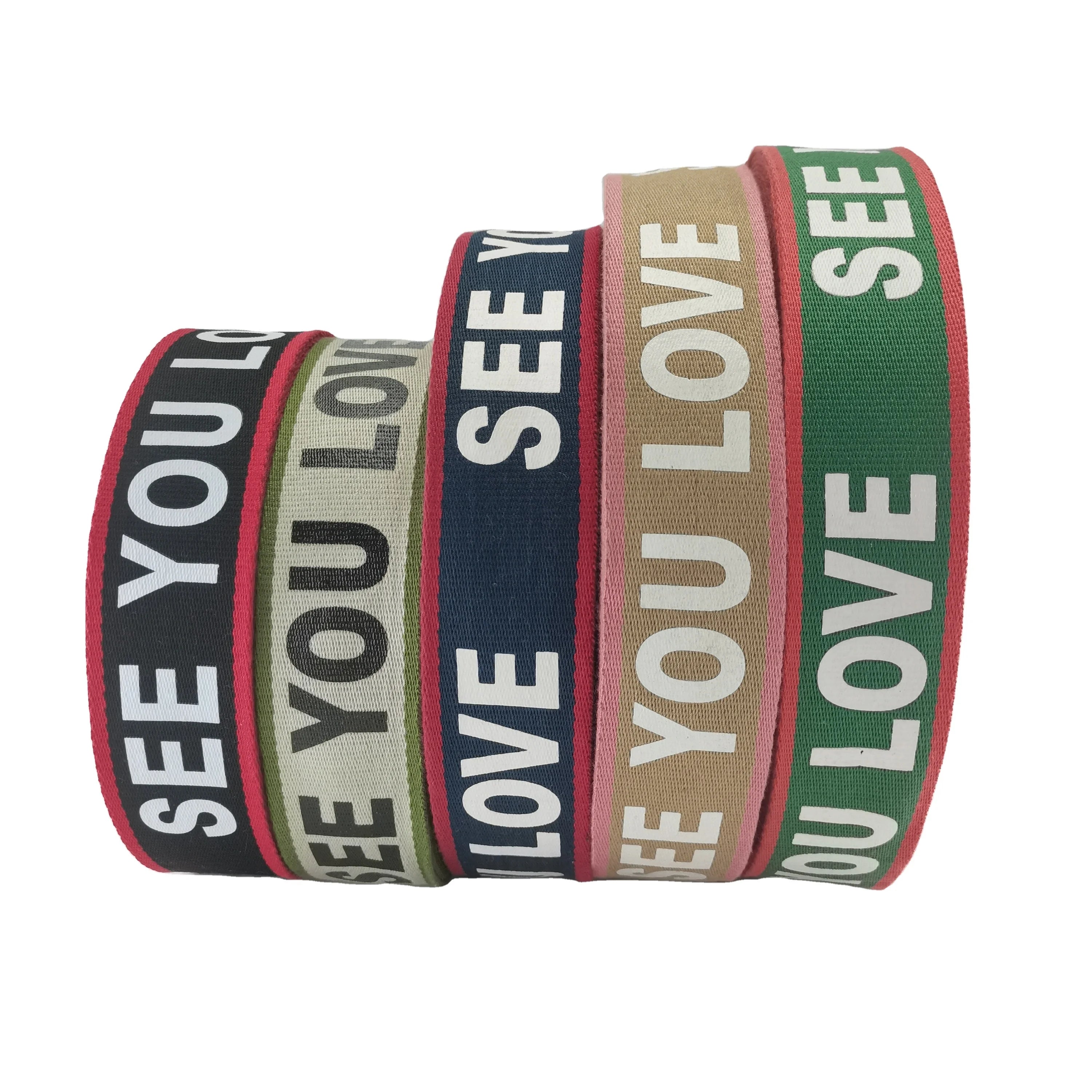 Custom Logo Polyester Guitar Straps Webbing for Bag Strap Thermal Printed Logo Ribbon Bag Accessories