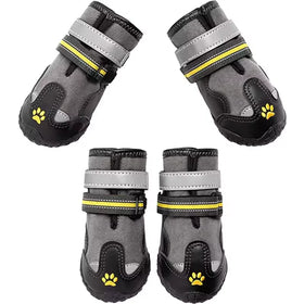 Lovoyager New Classic Leather Suede Fashion Designer Solid Eco-Friendly Large Dog Winter Waterproof Dog Shoes Reflective Strips
