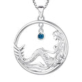 New Design 925 Sterling Silver Beautiful Mermaid Tail Pendant Round Star Dark Blue Zircon Necklace for Women