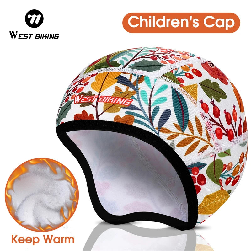 WEST BIKING Kids Winter Windproof Warm Ski Cycling Outdoor Sporty Skull Cap High Elastic Colorful Polar Fleece