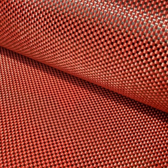 Factory Custom 3k 200g Red Plain Carbon Fiber Aramid Fiber Hybrid Fabrics Colored Red Carbon Fiber Fabric Roll Price