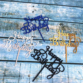 Happy Birthday Cake Topper Acrylic Cake Decoration Topper Birthday Party Decoration Happy Birthday Party Sign Supplies XQA008