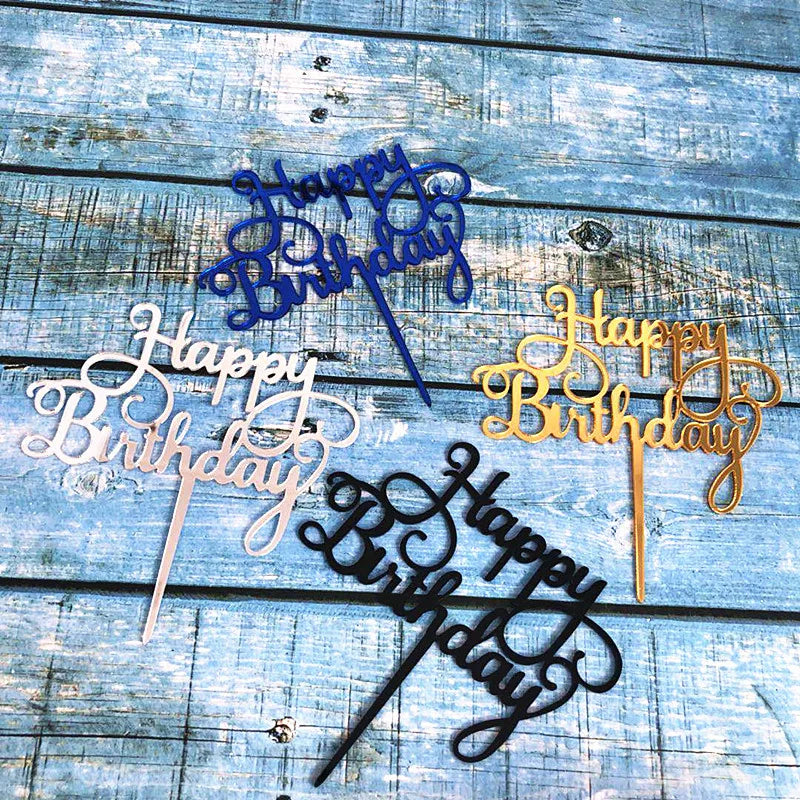 Happy Birthday Cake Topper Acrylic Cake Decoration Topper Birthday Party Decoration Happy Birthday Party Sign Supplies XQA008