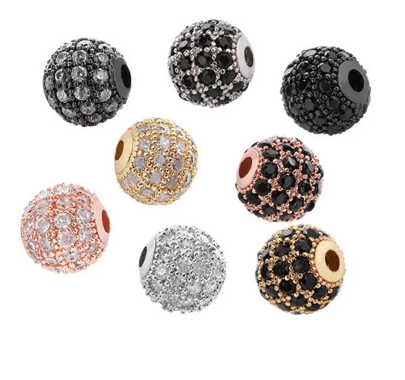 Wholesale Large Hole Loose Spacer Bead Bracelet Connector Necklace Brass Zircon Pave Rhinestones Alloy Jewelry Craft DIY