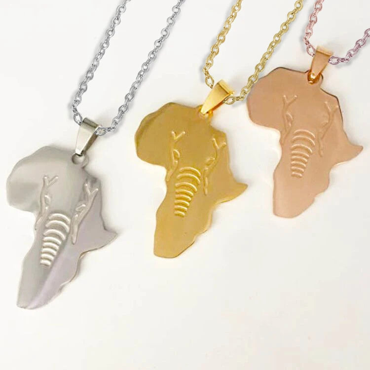 Factory Outlet Custom Personalized Stainless Steel African Map Necklace Country Map Necklace Fashion Jewelry Necklaces for Gift