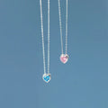 Real 925 Sterling Silver Fashion Sweet Romantic Heart Shiny CZ Clavicle Necklace for Women Wedding Jewelry
