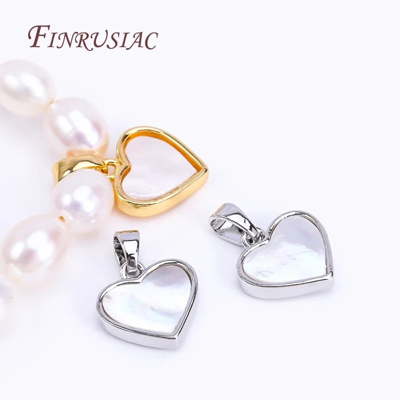 18K Real Gold Plated Heart Pendants DIY Accessories for Necklace Making Natural Shell Jewelry Findings & Components